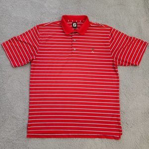 FootJoy Polo Shirt Mens XL Red Striped Striped‎ Embroidered Collared Athletic